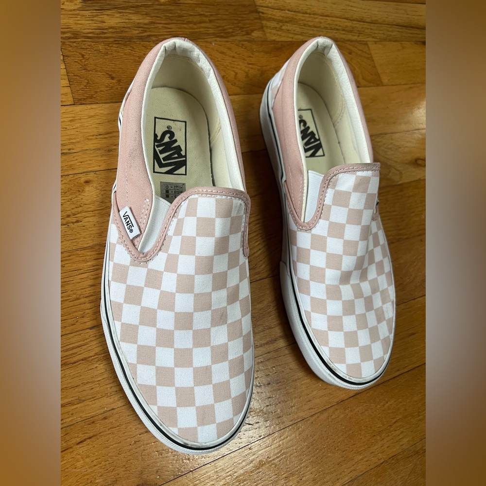 Vans Pink Checkered Slip-On Sneakers